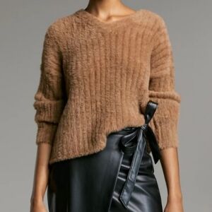 Babaton Aritzia Ulman Small Boxy Boho Caramel Ribbed Pullover Staple Sweater